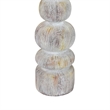 Tabletop Decor Candle Holder - Sculpted Turned Whitewash Resin-18 Inch
