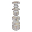 Tabletop Decor Candle Holder - Sculpted Turned Whitewash Resin-18 Inch
