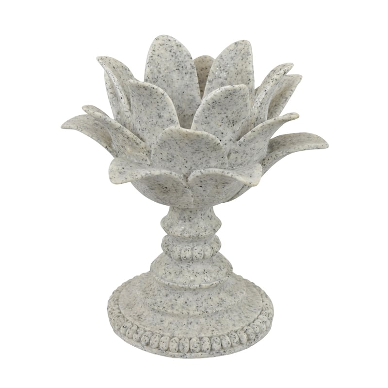 Tabletop Decor Candle Holder - Lotus Leaf Sculptural-Speckled Gray- 10 Inch