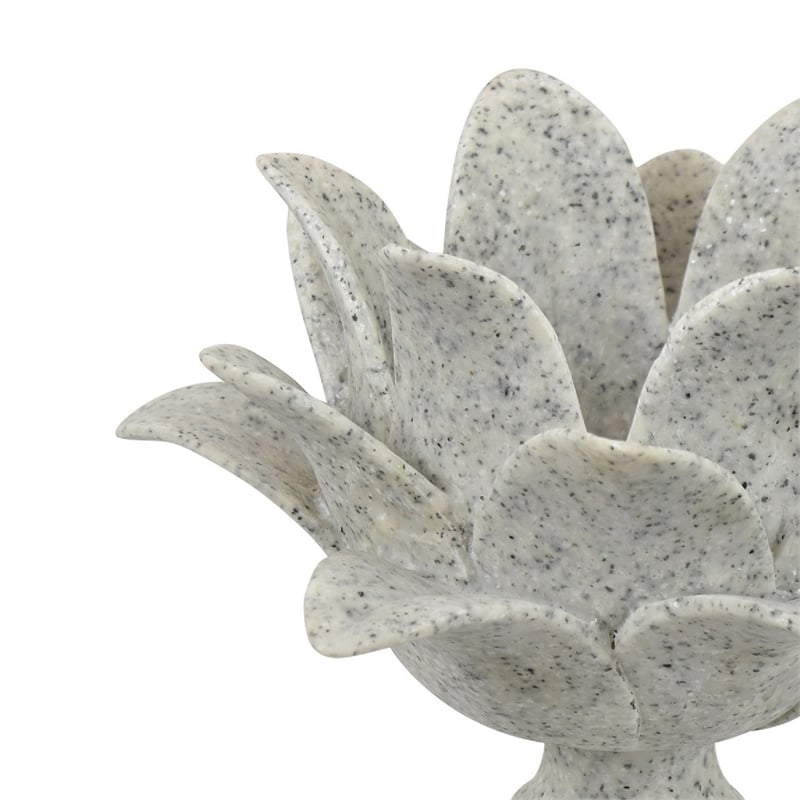 Tabletop Decor Candle Holder - Lotus Leaf Sculptural-Speckled Gray- 10 Inch