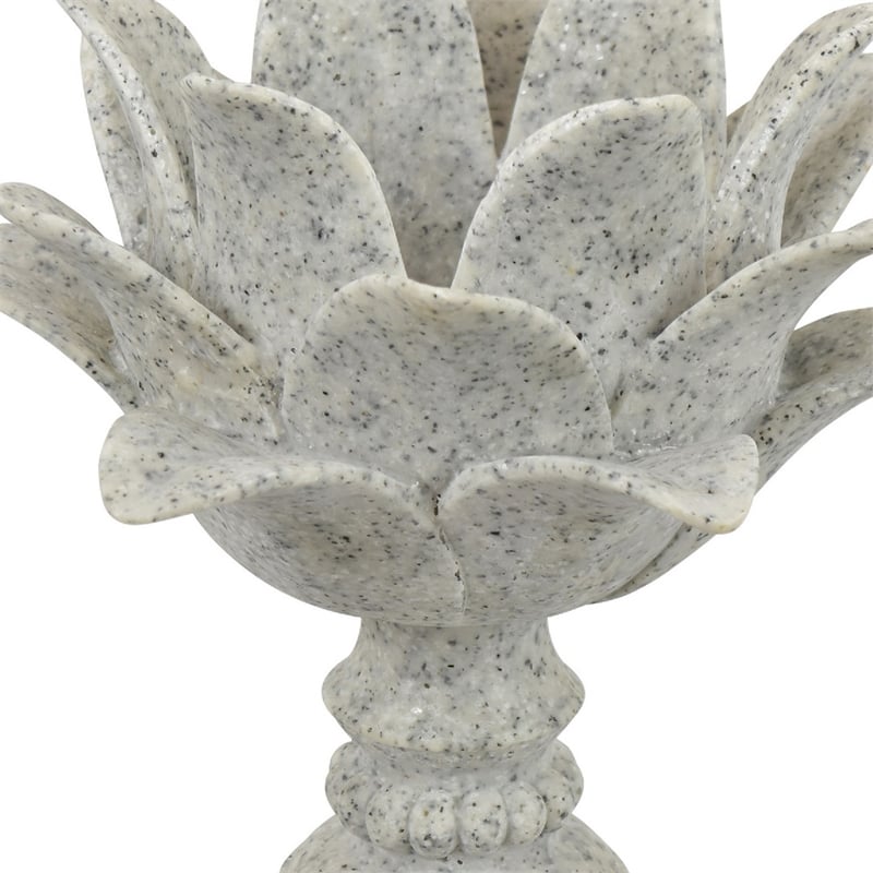 Tabletop Decor Candle Holder - Lotus Leaf Sculptural-Speckled Gray- 10 Inch