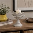 Tabletop Decor Candle Holder - Lotus Leaf Sculptural-Speckled Gray- 10 Inch