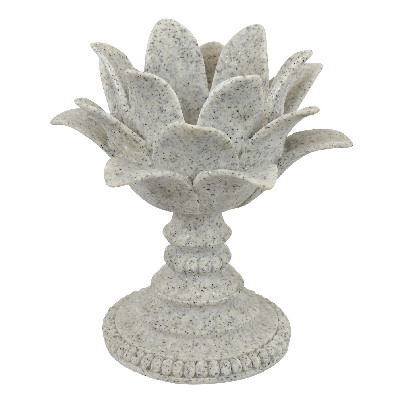 Tabletop Decor Candle Holder - Lotus Leaf Sculptural-Speckled Gray- 10 Inch