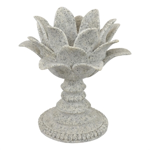Tabletop Decor Candle Holder - Lotus Leaf Sculptural-Speckled Gray- 10 Inch