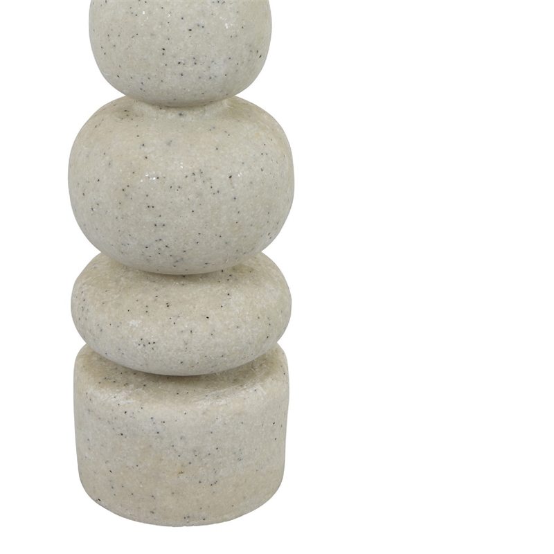 Josi Tabletop Decor Candle Holder- Sculpted Turned White Resin- 18 Inch