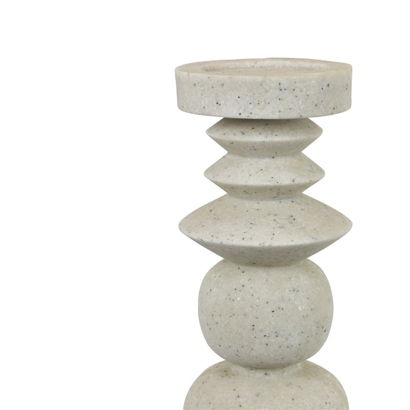Josi Tabletop Decor Candle Holder- Sculpted Turned White Resin- 18 Inch