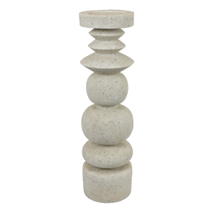 Josi Tabletop Decor Candle Holder- Sculpted Turned White Resin- 18 Inch