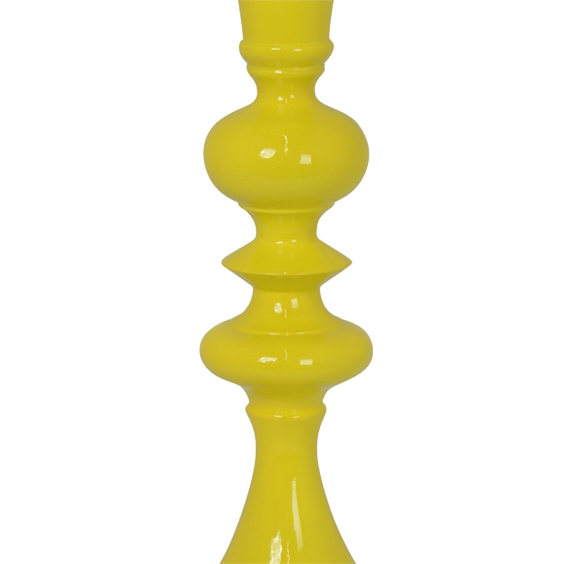 Meo Tabletop Decor Candle Holder- Sculpted Turned Yellow Resin- 18 Inch