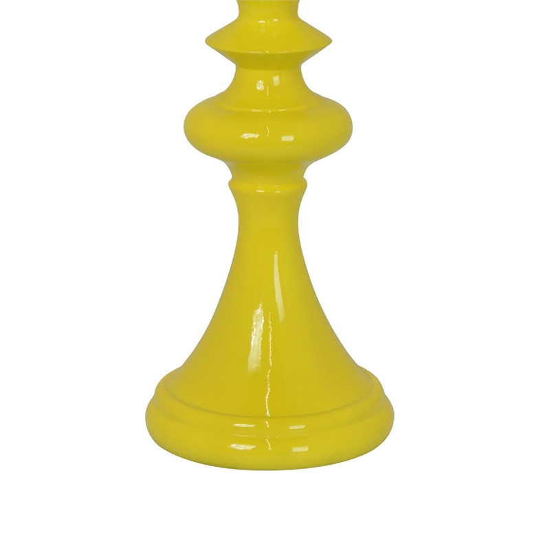 Meo Tabletop Decor Candle Holder- Sculpted Turned Yellow Resin- 18 Inch