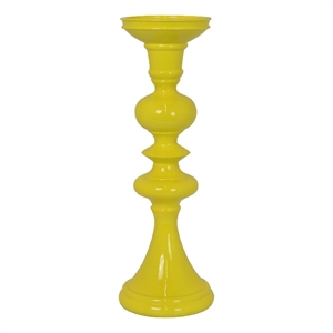 Meo Tabletop Decor Candle Holder- Sculpted Turned Yellow Resin- 18 Inch