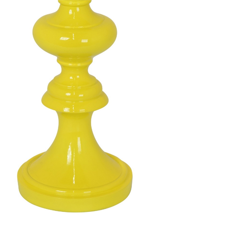 Meo Tabletop Decor Candle Holder- Sculpted Turned Yellow Resin-20 Inch