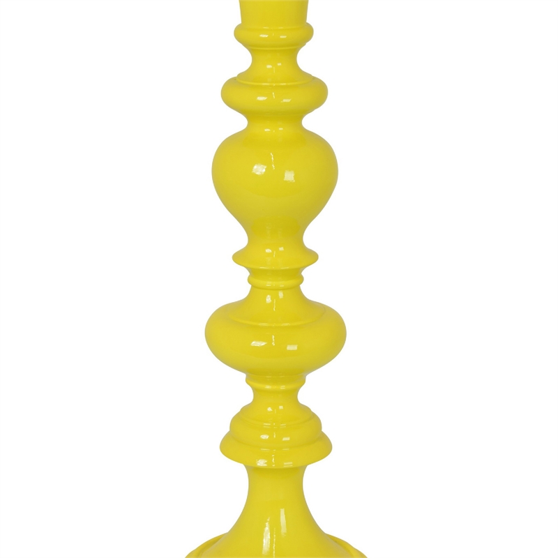 Meo Tabletop Decor Candle Holder- Sculpted Turned Yellow Resin-20 Inch