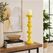 Meo Tabletop Decor Candle Holder- Sculpted Turned Yellow Resin-20 Inch