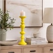 Meo Tabletop Decor Candle Holder- Sculpted Turned Yellow Resin-20 Inch