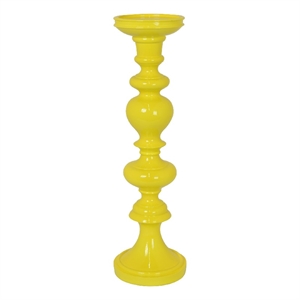 Meo Tabletop Decor Candle Holder- Sculpted Turned Yellow Resin-20 Inch