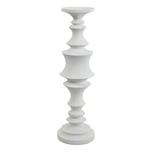 Tabletop Decor Candle Holder-Tiered Baluster Style-White Resin-18 Inch