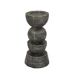 Tabletop Pillar Decor - Stacked Totem Style - Brown Resin - 13 Inch