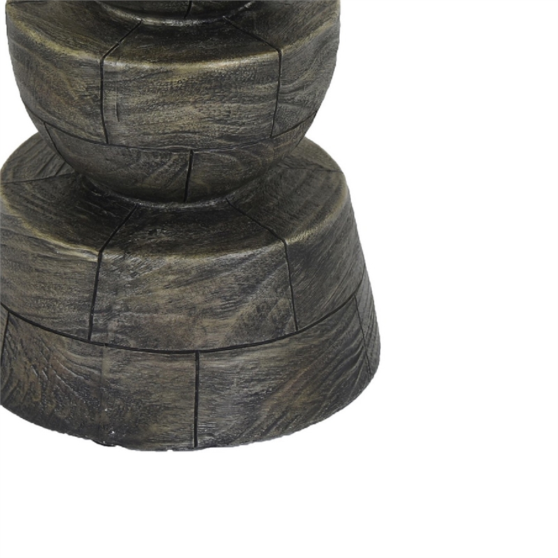 Tabletop Pillar Decor - Stacked Totem Style - Brown Resin - 13 Inch
