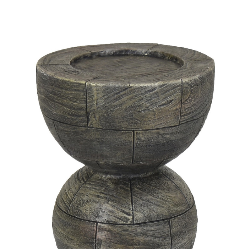Tabletop Pillar Decor - Stacked Totem Style - Brown Resin - 13 Inch