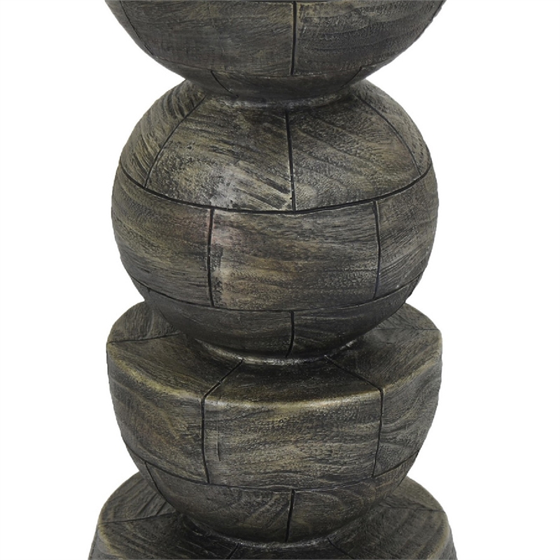 Tabletop Pillar Decor - Stacked Totem Style - Brown Resin - 13 Inch