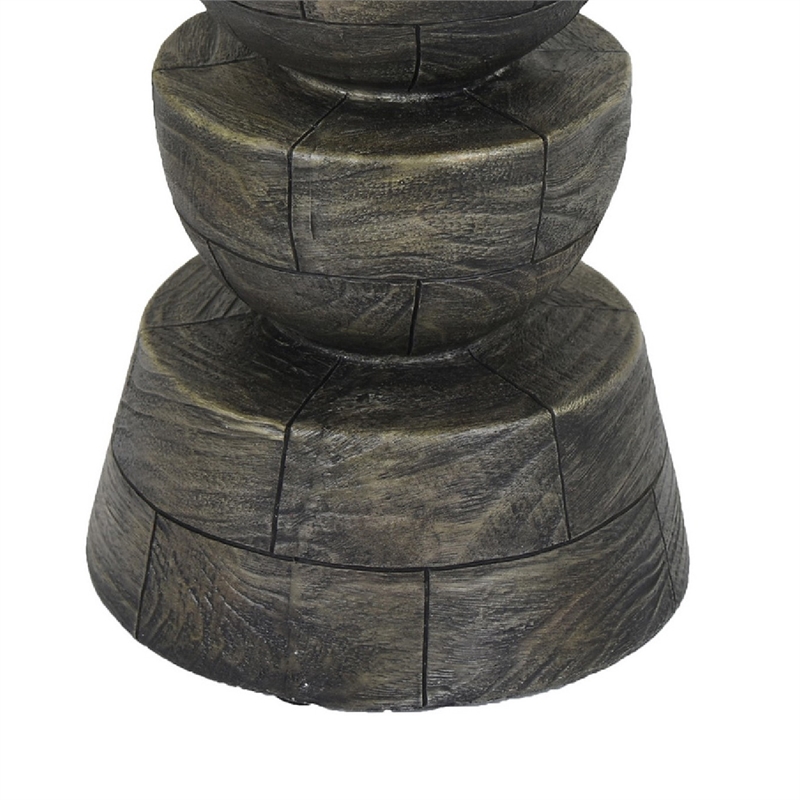 Tabletop Pillar Decor - Stacked Totem Style - Brown Resin - 13 Inch