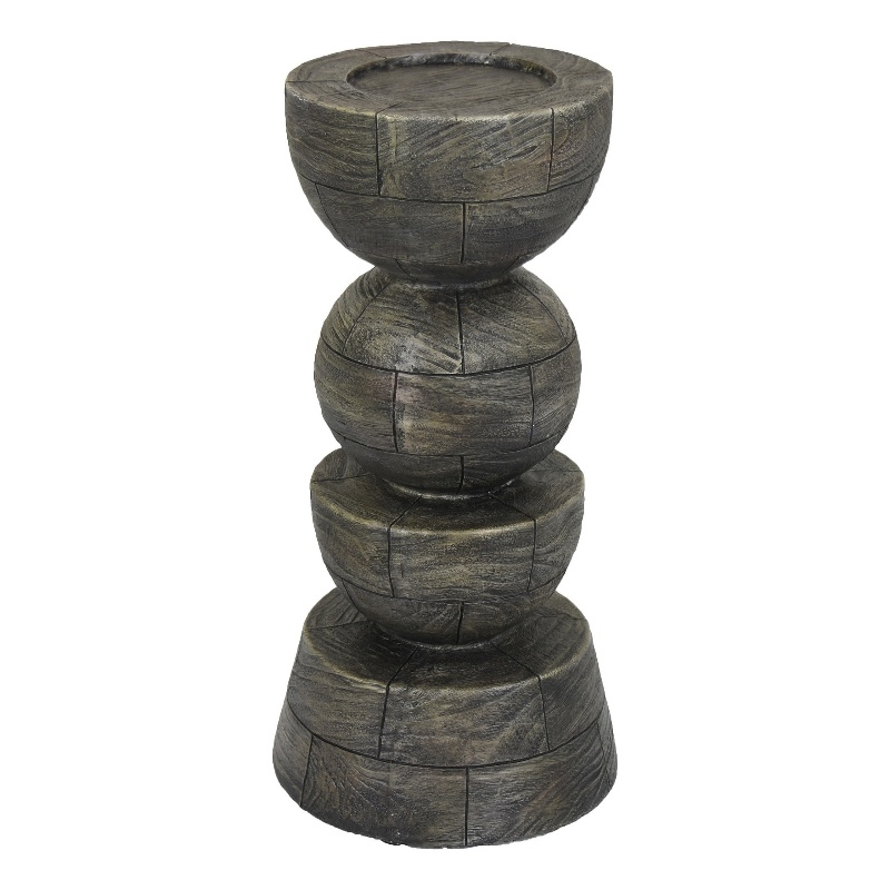 Tabletop Pillar Decor - Stacked Totem Style - Brown Resin - 13 Inch
