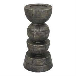 Tabletop Pillar Decor - Stacked Totem Style - Brown Resin - 13 Inch