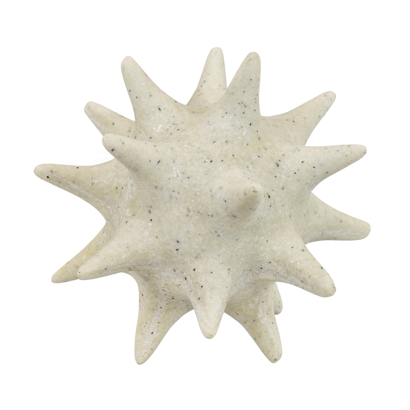 Spiked Tabletop Decor - Textured Coastal Accent - White Resin-8 Inch