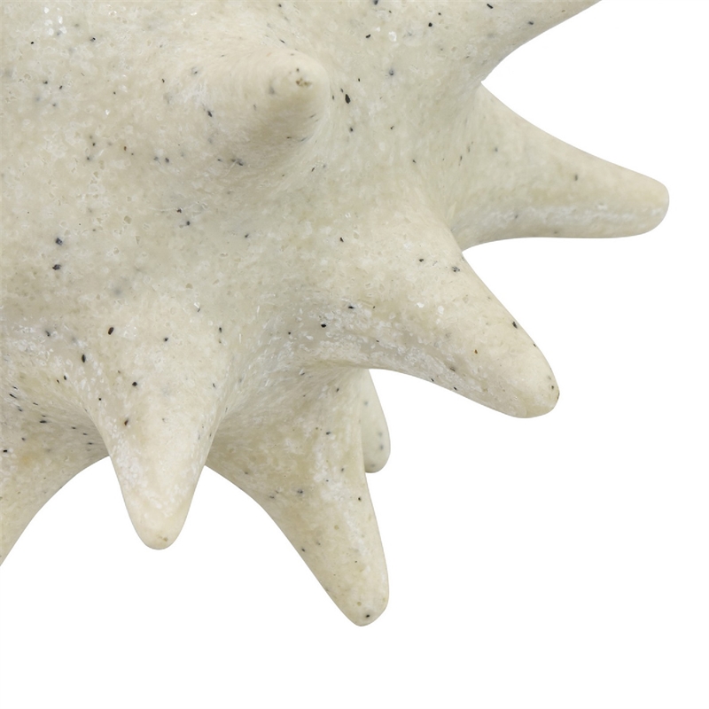 Spiked Tabletop Decor - Textured Coastal Accent - White Resin-8 Inch