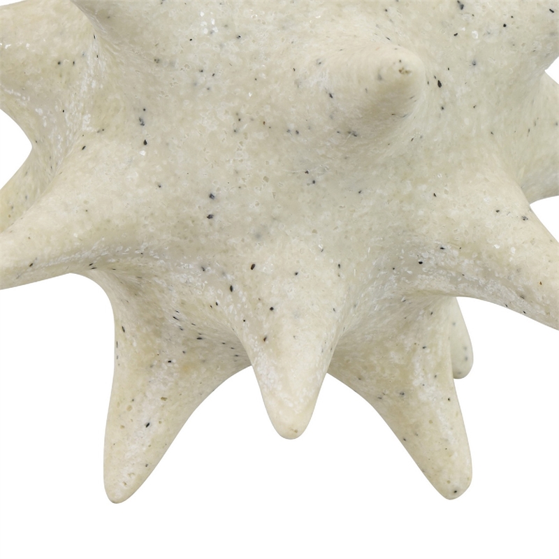 Spiked Tabletop Decor - Textured Coastal Accent - White Resin-8 Inch