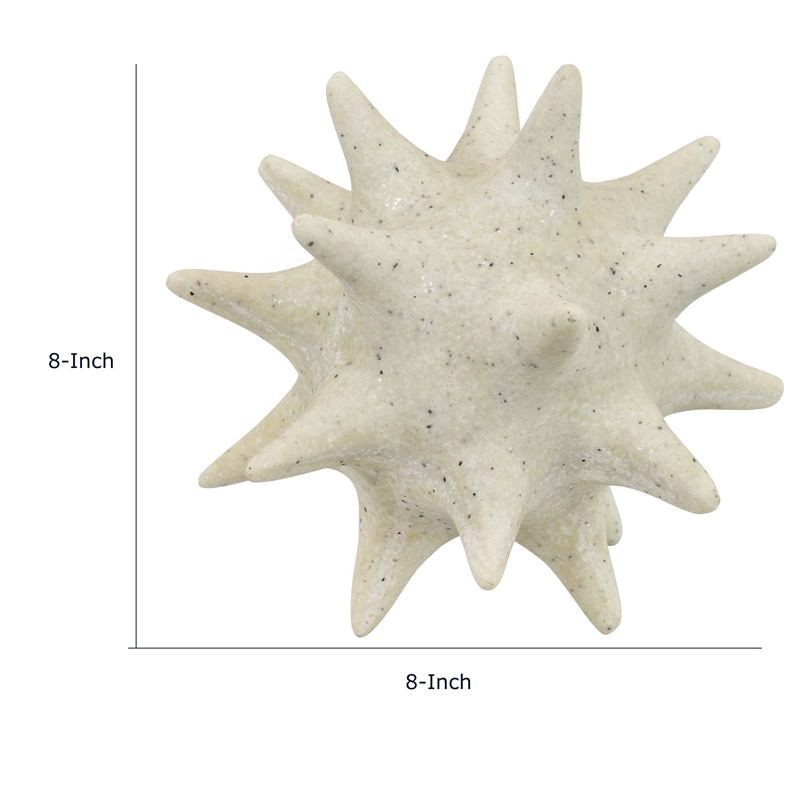 Spiked Tabletop Decor - Textured Coastal Accent - White Resin-8 Inch