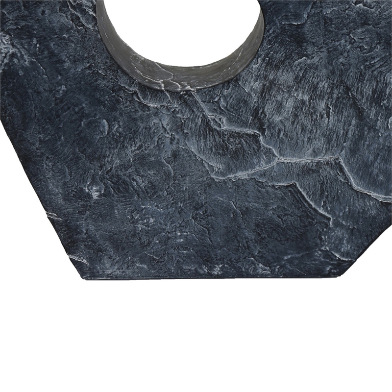 Tabletop Decor - Circular Cutout - Marble Accent Gray Resin - 16 Inch