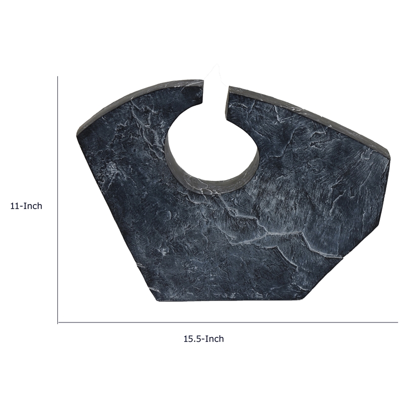 Tabletop Decor - Circular Cutout - Marble Accent Gray Resin - 16 Inch