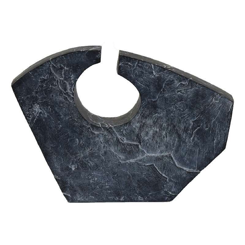 Tabletop Decor - Circular Cutout - Marble Accent Gray Resin - 16 Inch