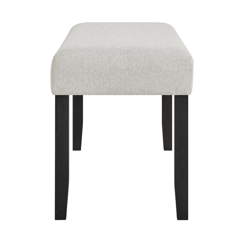 Juli Dining Bench- Gray Fabric Cushion- Wire Brushed Black Wood 41 Inch