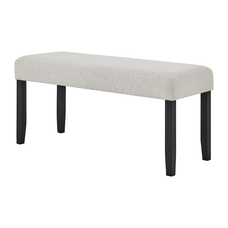 Juli Dining Bench- Gray Fabric Cushion- Wire Brushed Black Wood 41 Inch