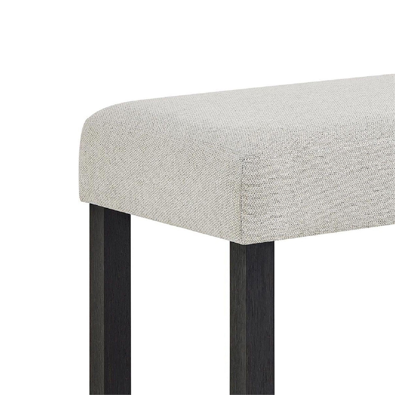 Juli Dining Bench- Gray Fabric Cushion- Wire Brushed Black Wood 41 Inch