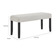 Juli Dining Bench- Gray Fabric Cushion- Wire Brushed Black Wood 41 Inch