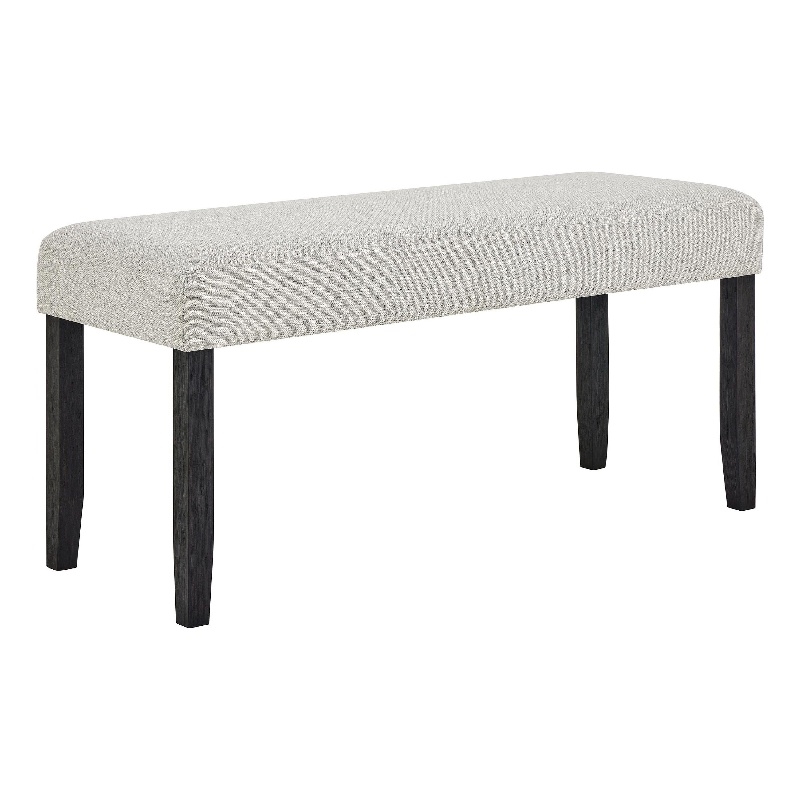 Juli Dining Bench- Gray Fabric Cushion- Wire Brushed Black Wood 41 Inch