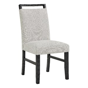 Juli Dining Side Chair Set of 2- Light Gray Cushion Seat- Black Wood
