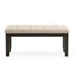 Heri Dining Bench- Tufted Seat Cushion- Beige- Chocolate Brown 48 Inch