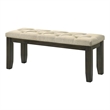Heri Dining Bench- Tufted Seat Cushion- Beige- Chocolate Brown 48 Inch