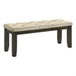Heri Dining Bench- Tufted Seat Cushion- Beige- Chocolate Brown 48 Inch