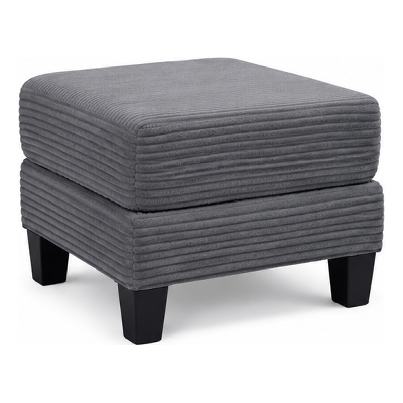 Mysi Storage Ottoman- Dark Gray Wide Wale Corduroy Upholstery- 31 Inch