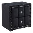 Fysa Nightstand- 2 Drawers- Crystal Knobs- Tufted Black Upholstery