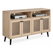 Iho TV Stand Media Cabinet- 4 Doors- Black Legs- 56 Inch Natural Brown