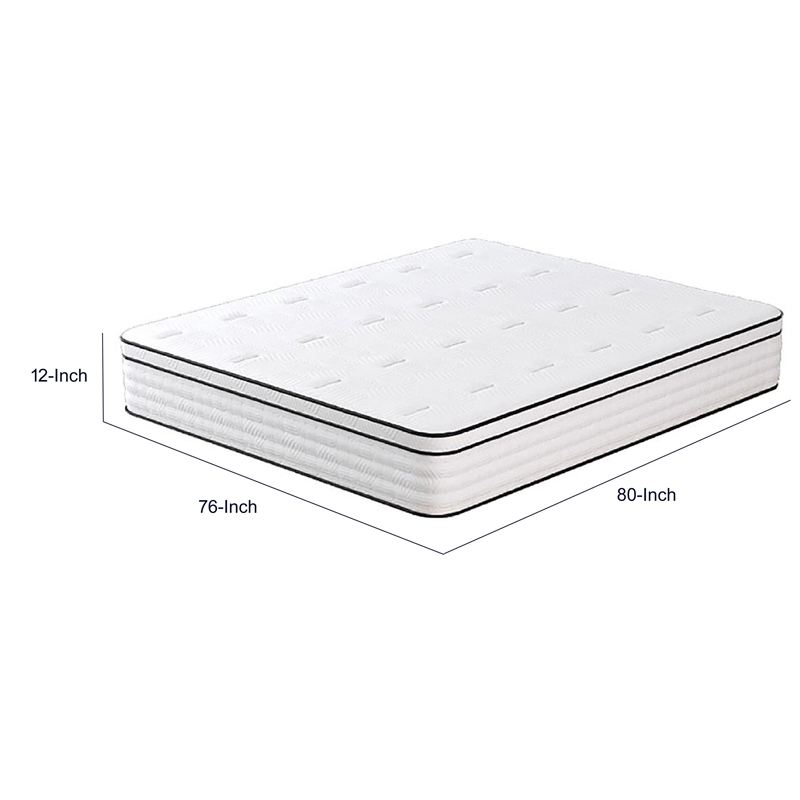 Mysa King Size Euro Top Mattress- Pocket Coil Springs- 12 Inch White