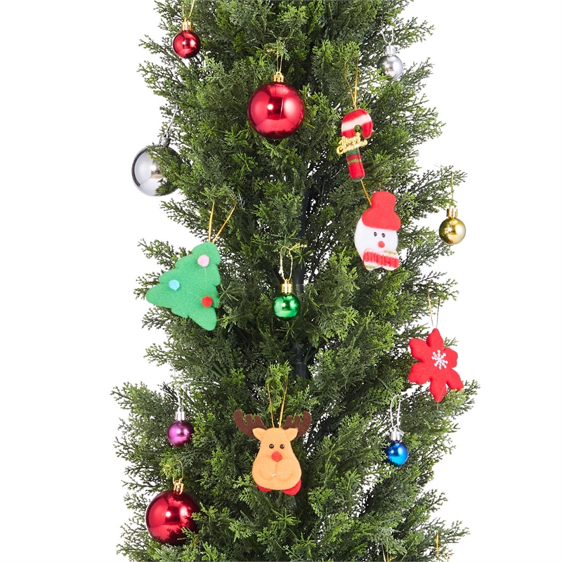 Cedar Pine Topiary Tree- Set of 2- Black Pot- Lifelike Poly Silk 60 Inch