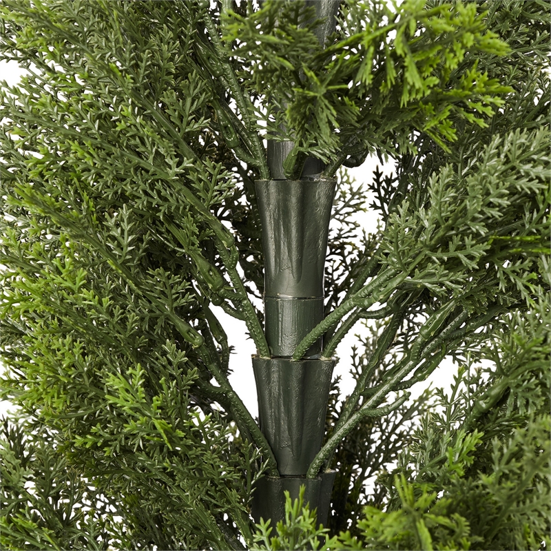 Cedar Pine Topiary Tree- Set of 2- Black Pot- Lifelike Poly Silk 60 Inch
