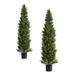 Cedar Pine Topiary Tree- Set of 2- Black Pot- Lifelike Poly Silk 60 Inch